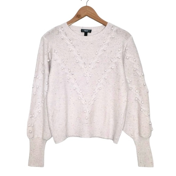 AQUA Cashmere Popcorn Cable Cashmere Sweater Size Medium Heathered Pastel Pink - Picture 2 of 9